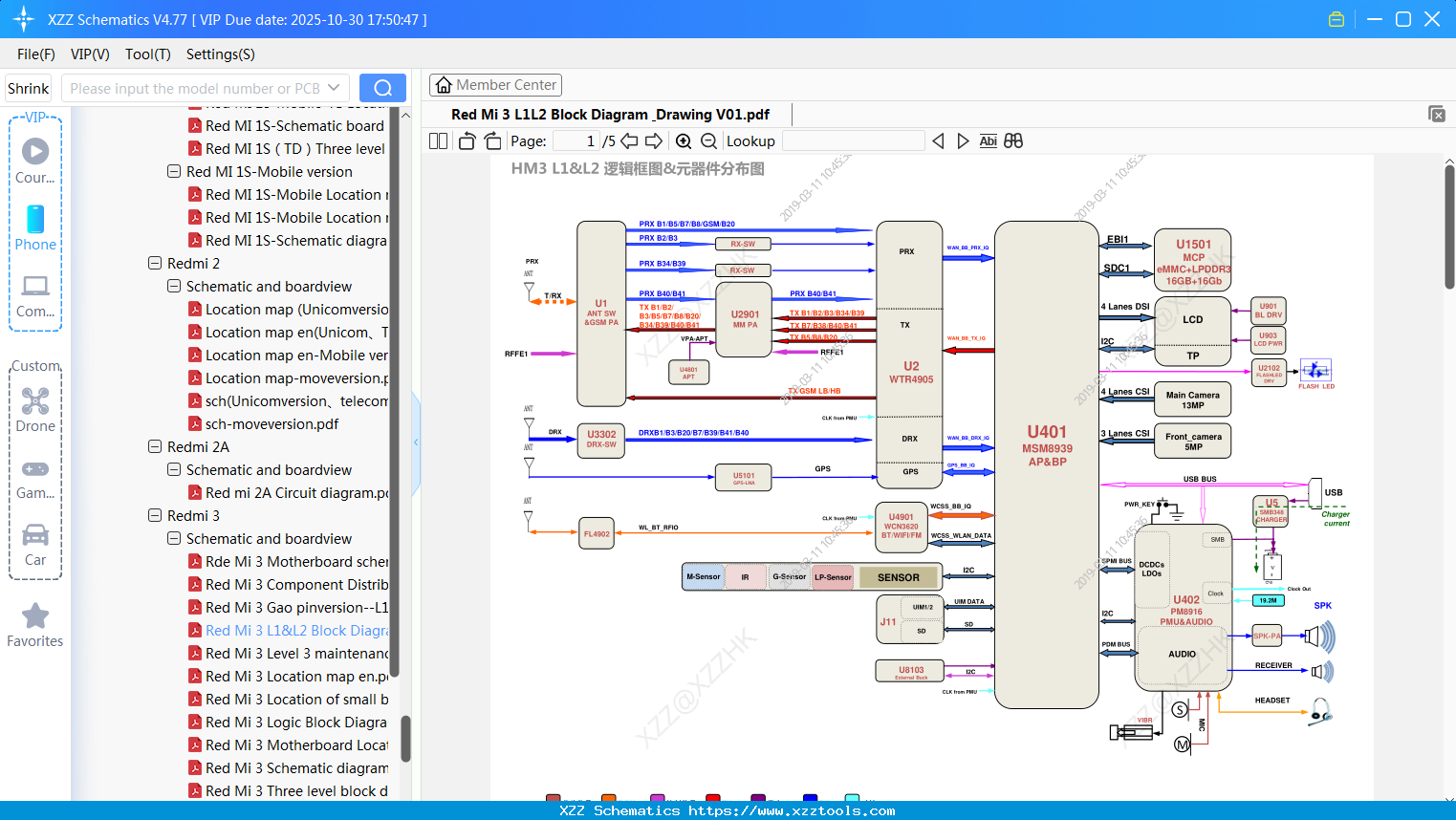 Xiaomi Redmi 3 L1&L2 Block Diagram & Drawing V01